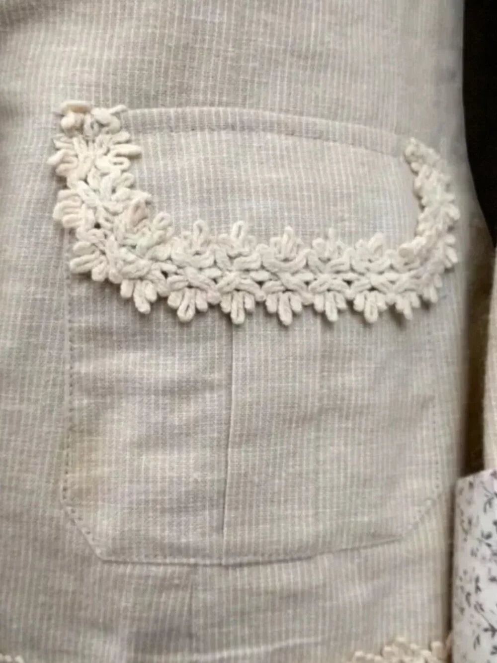 Anthropologie (Nick & Mo) Beige Linen Blend Crochet Trim Blazer - M NWT - Picture 13 of 16